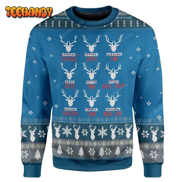 Santa’s Reindeer Ugly Christmas Sweater, All Over Print Sweatshirt