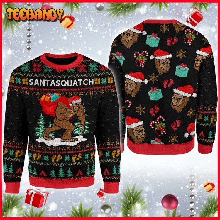 Sasquatch Camping Ugly Sweater, Ugly Sweater, Christmas Sweaters