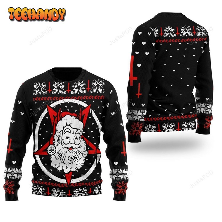 Satanic Hail Santa Ugly Christmas Sweater, All Over Print Sweatshirt