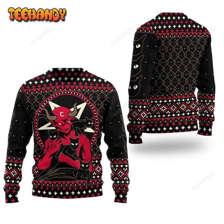 Satanic Satan Black Cat Ugly Christmas Sweater