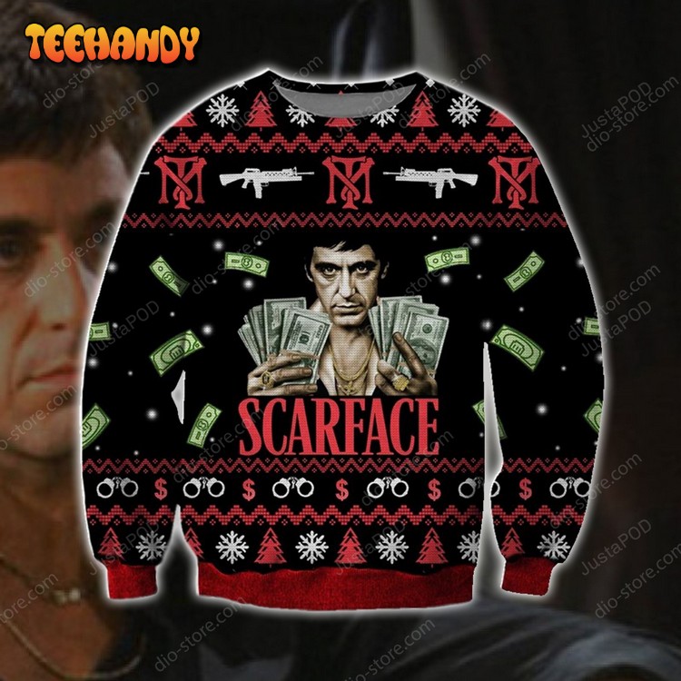 Scarface Knitting Pattern 3d Print Ugly Christmas Sweater