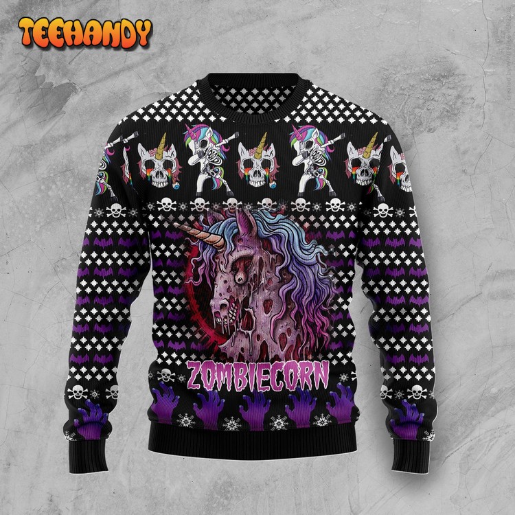 Scary Zombiecorn For Unisex Ugly Christmas Sweater