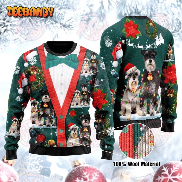 Schnauzer Ugly Christmas Sweater, All Over Print Sweatshirt