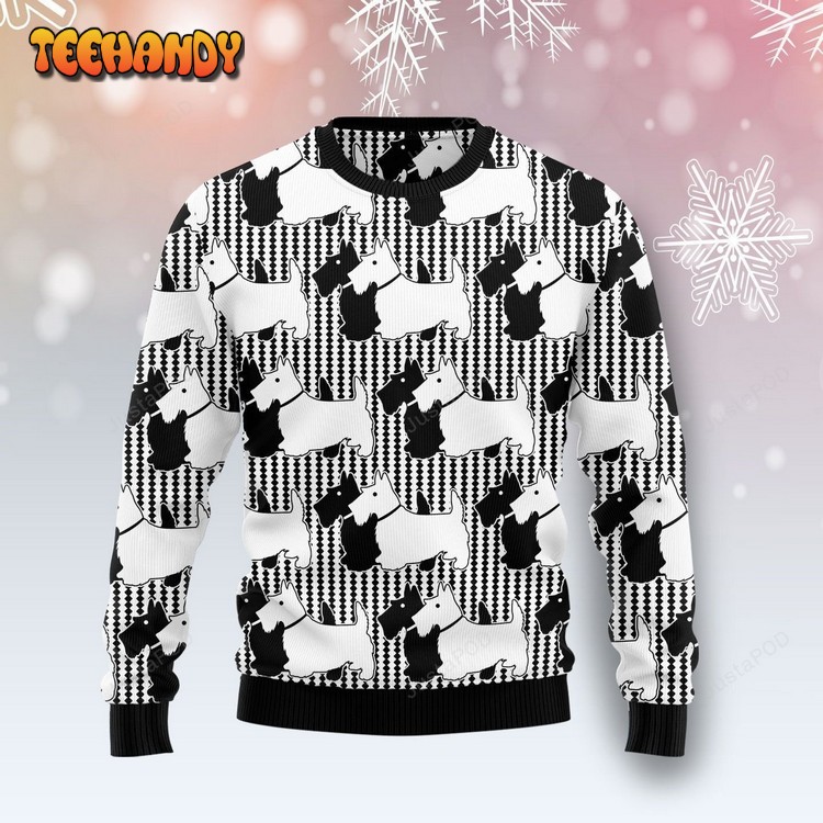 Scottish Terrier Black And White Ugly Christmas Sweater