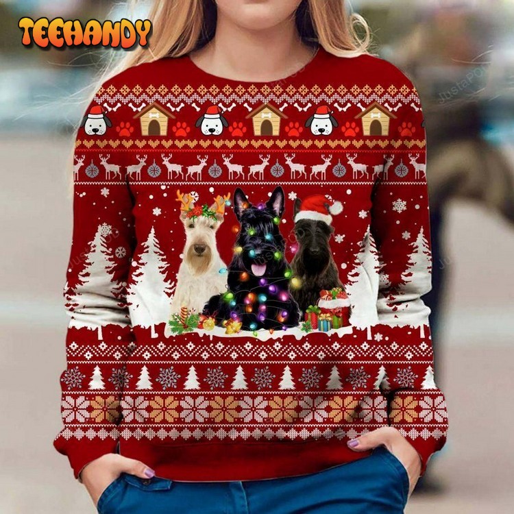 Scottish Terrier Ugly Christmas Sweater, All Over Print Sweatshirt