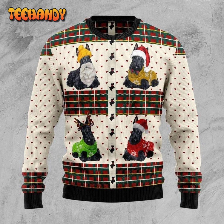 Scottish Terriers Ugly Christmas Sweater, All Over Print Sweatshirt