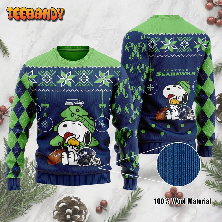 Seattle Seahawks Funny Charlie Brown Peanuts Snoopy Ugly Sweater