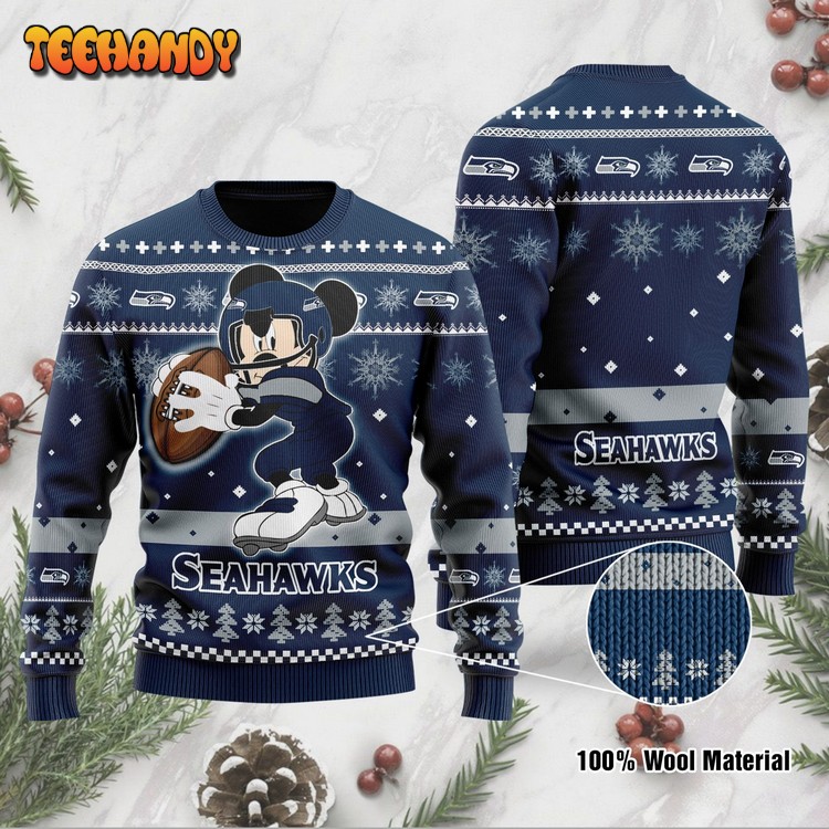 Seattle Seahawks Mickey Mouse Funny Ugly Christmas Sweater