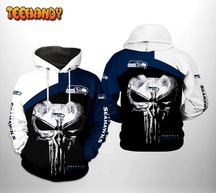 Seattle Seahawks NFL Skull Punisher Team 3D Printed Hoodie