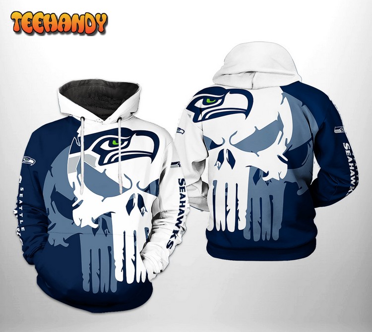 Seattle Seahawks NFL Team Skull 3D Printed Hoodie