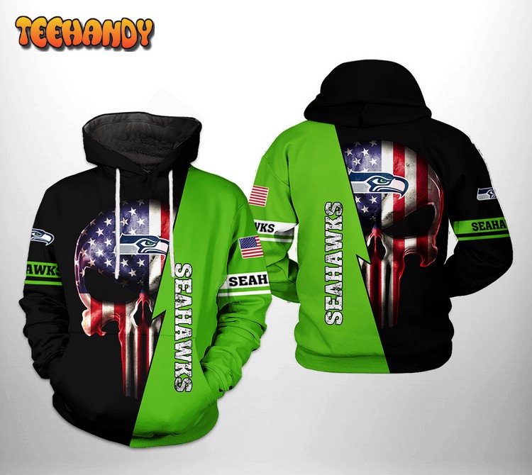 Seattle Seahawks NFL US Flag Skull Team 3D Printed Hoodie