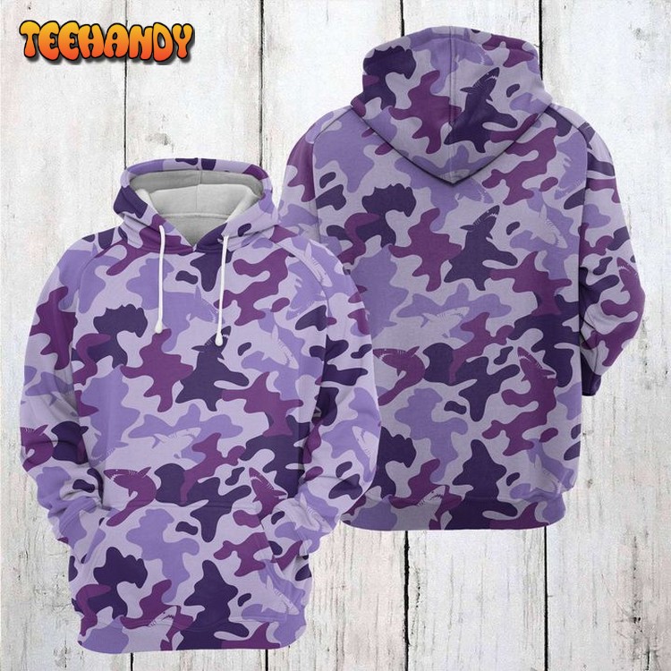 Shark Nermal Camo 3D Printed Hoodie Zipper Hoodie