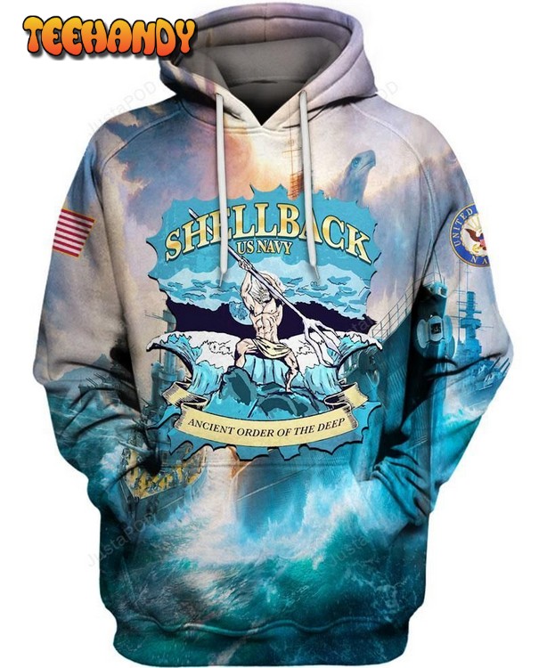 Shellback US Navy Blue Sea Art Premium 3D Hoodie