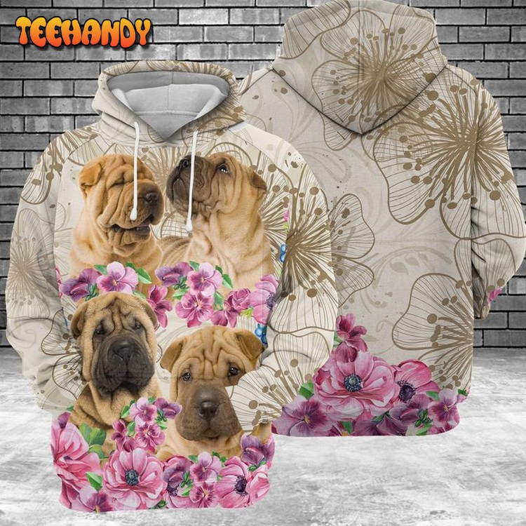 Shiba Inu Flower 3D Printed Hoodie Zipper Hoodie