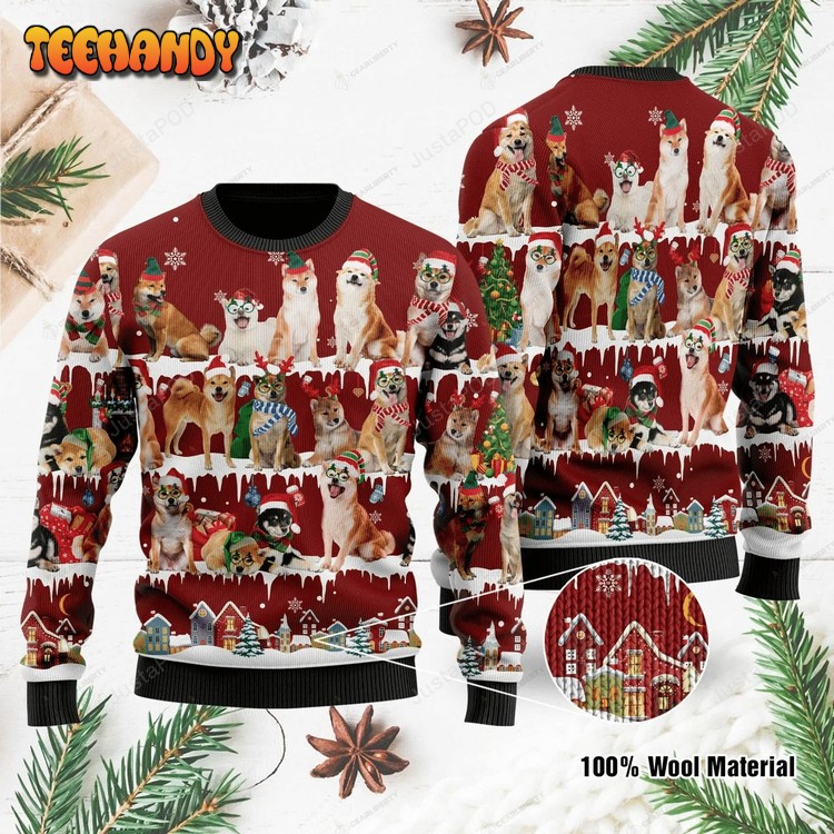 Shiba Inu Ugly Christmas Sweater, All Over Print Sweatshirt, Ugly Sweater