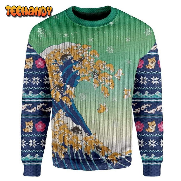 Shiba Ugly Christmas Sweater, All Over Print Sweatshirt, Ugly Sweater