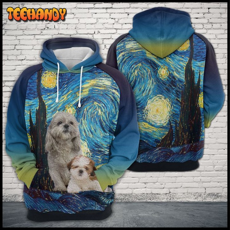 Shih Tzu Starry Night 3D Printed Hoodie Zipper Hoodie