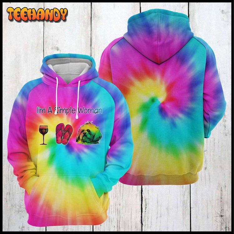 Shih Tzu Tie Dye 3D Printed Hoodie Zipper Hoodie