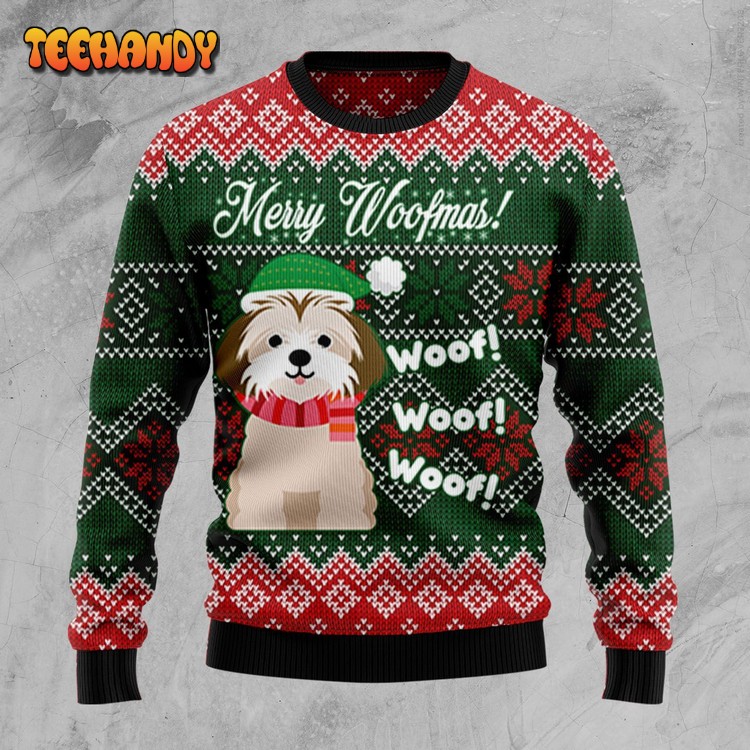 Shih Tzu Woofmas Ugly Christmas Sweater, All Over Print Sweatshirt