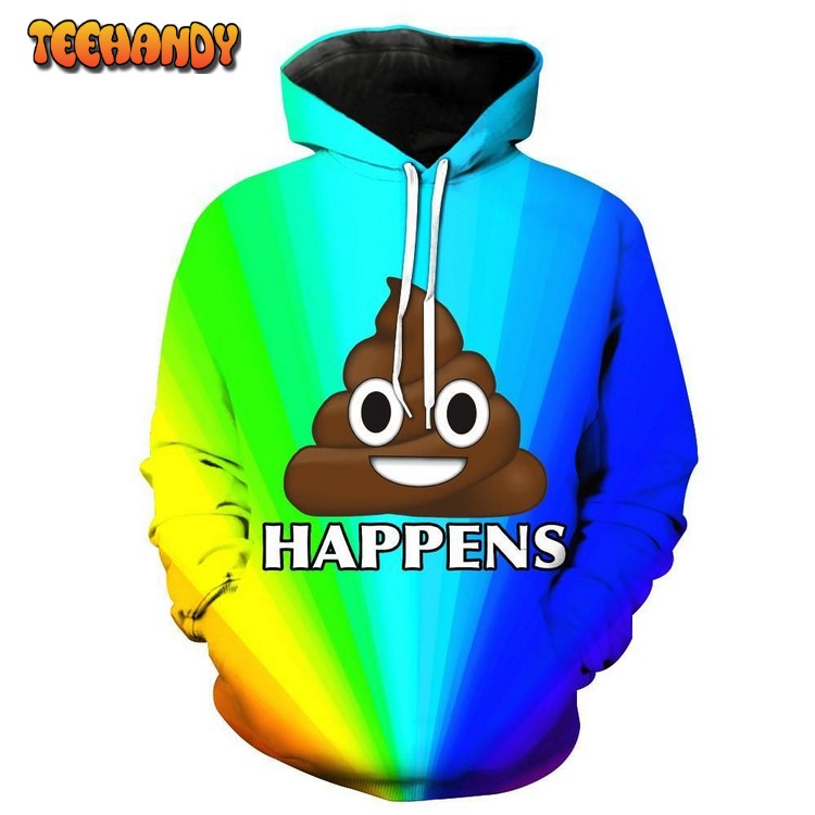 Shit Happens Poop Emoji 3D Hoodie For Men Women Hoodie