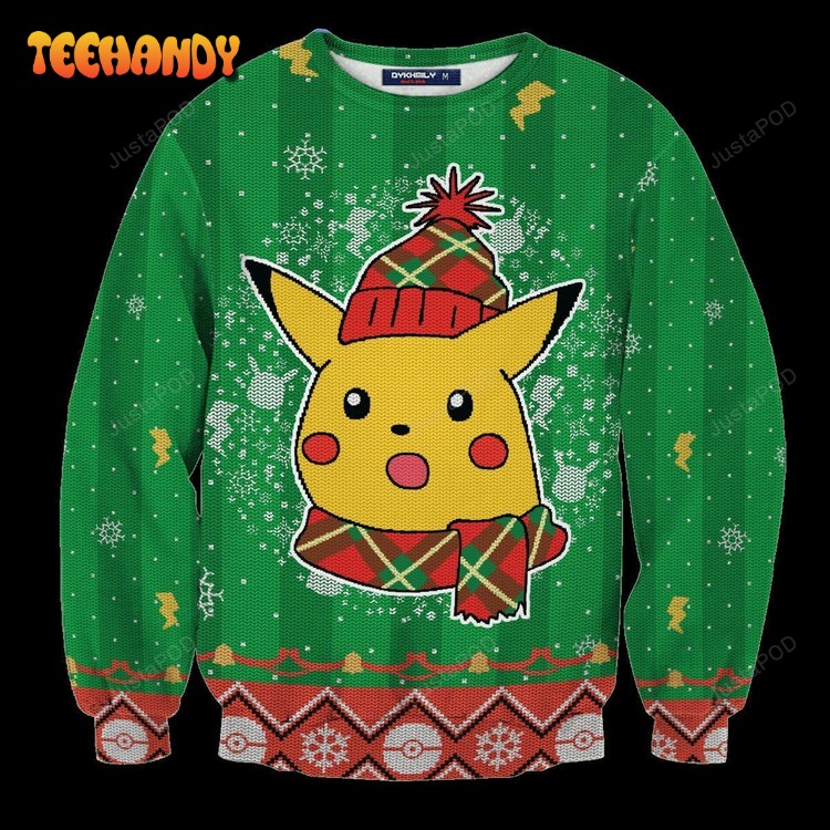 Shocked Pikachu Ugly Christmas Sweater, All Over Print Sweatshirt