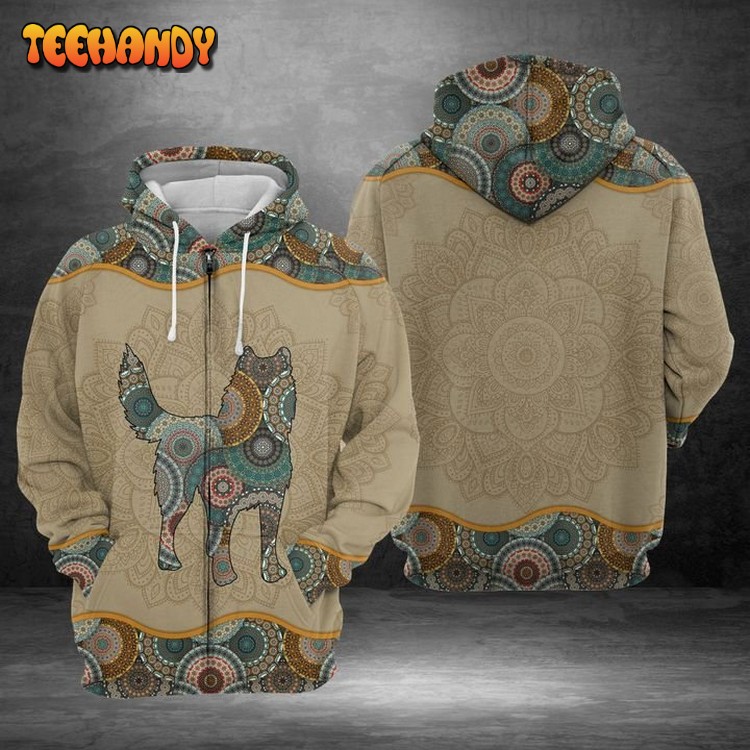 Siberian Husky Mandala 3D Printed Hoodie Zipper Hoodie