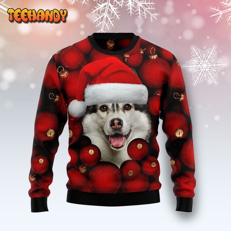 Siberian Husky Ornament For Unisex Ugly Christmas Sweater