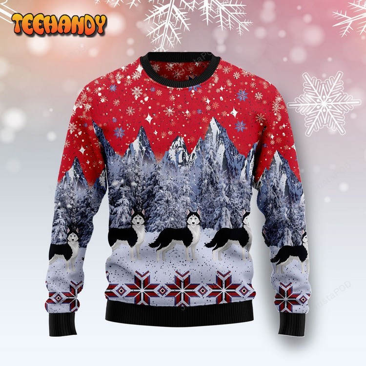 Siberian Husky Snow Ugly Christmas Sweater, Ugly Sweater