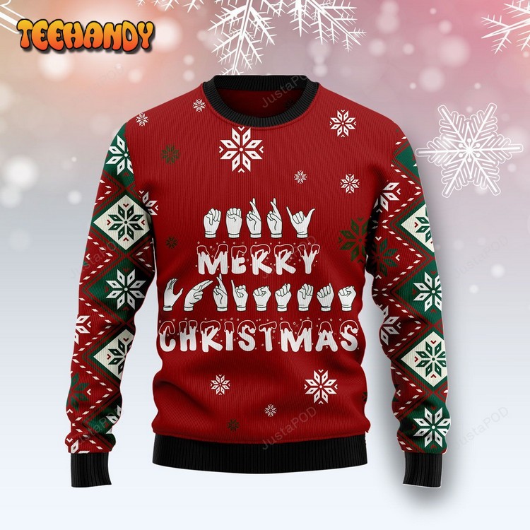 Sign Language Merry Christmas Ugly Christmas Sweater, Ugly Sweater