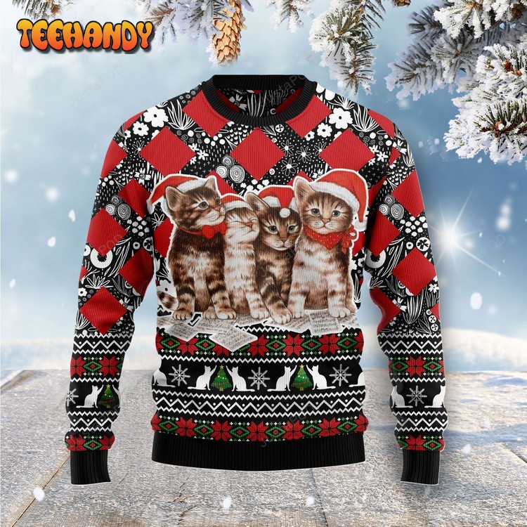 Singing Cats Kitten Ugly Christmas Sweater, Ugly Sweater