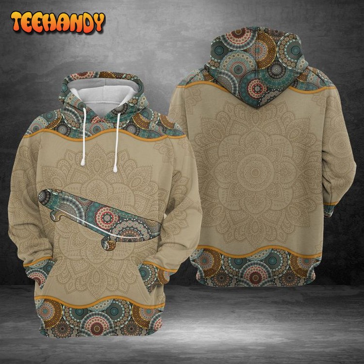 Skateboard Mandala 3D Printed Hoodie Zipper Hoodie