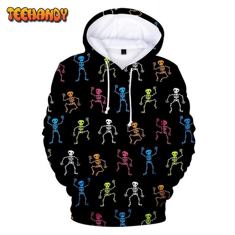 Skeleton 3D Printed Hoodie Zipper Hoodie