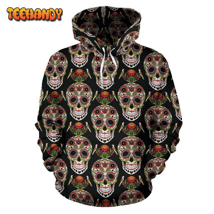 Skeleton Floral Rose Sugar Skull Girly Pattern Hoodie