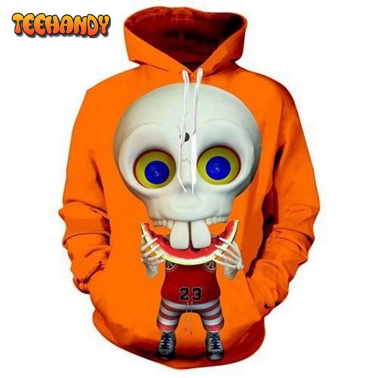 Skeleton Michael Jowordan Orange 3D Hoodie