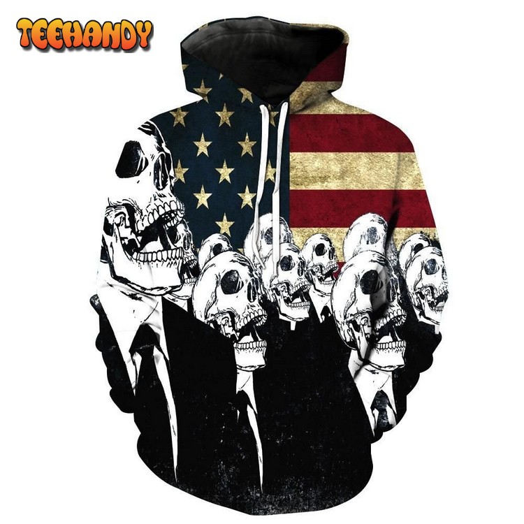 Skeleton Of America 3D Hoodie For Men Women Hoodie