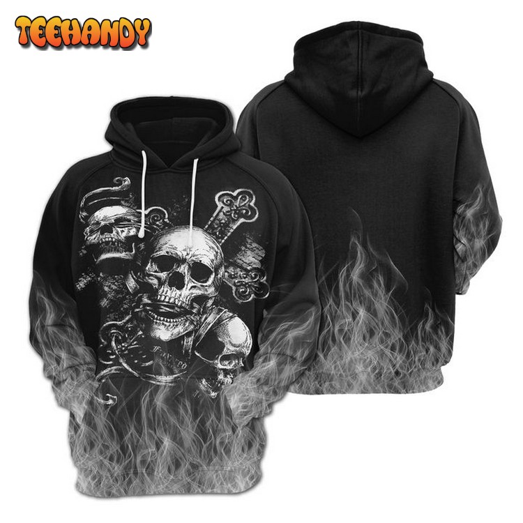 Skull Black Smoke 3D Printed Hoodie Zipper Hoodie