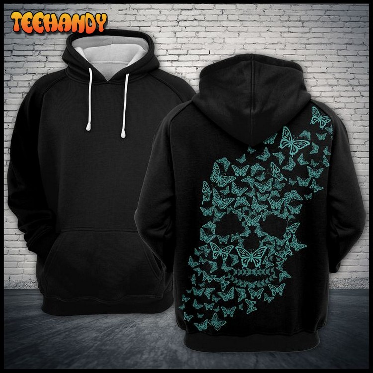 Skull Butterfly 3D Printed Hoodie Zipper Hoodie