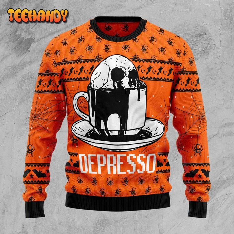 Skull Coffee Ugly Christmas Sweater, All Over Print Sweatshirt