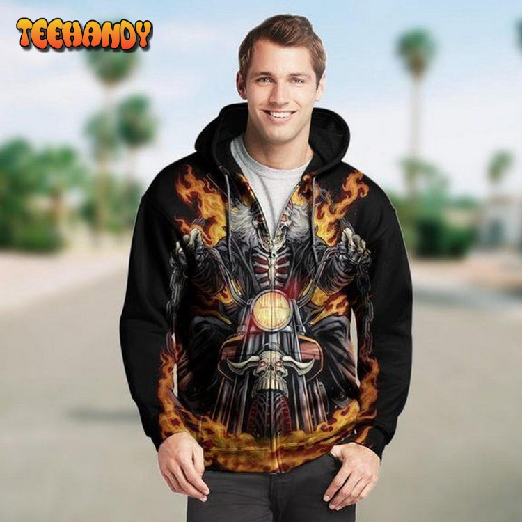 Skull Ghost Rider 3D Hoodie For Men For Women Hoodie