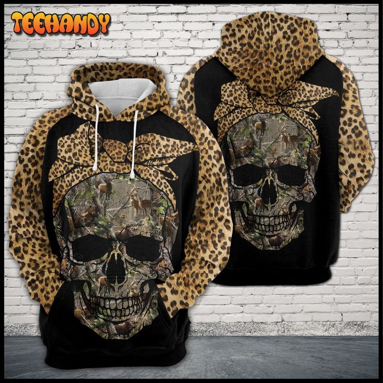 Skull Leopard Pattern 3D Printed Hoodie Zipper Hoodie