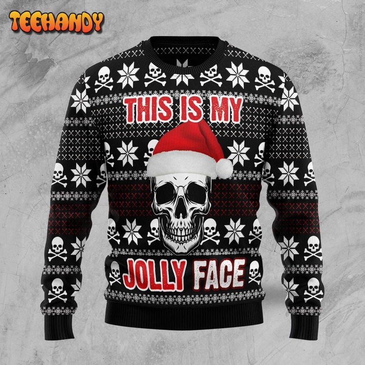 Skull This Is My Jolly Face For Unisex Ugly Christmas Sweater