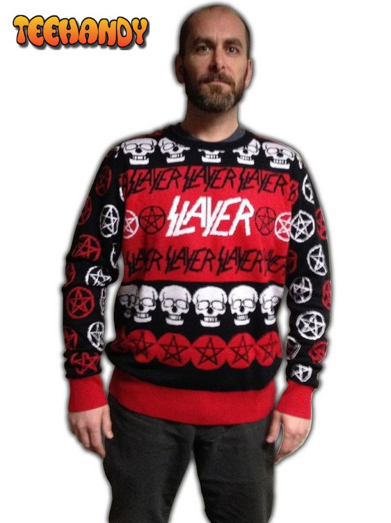 Slayer Pentagram & Skulls Adult Ugly Christmas Sweater