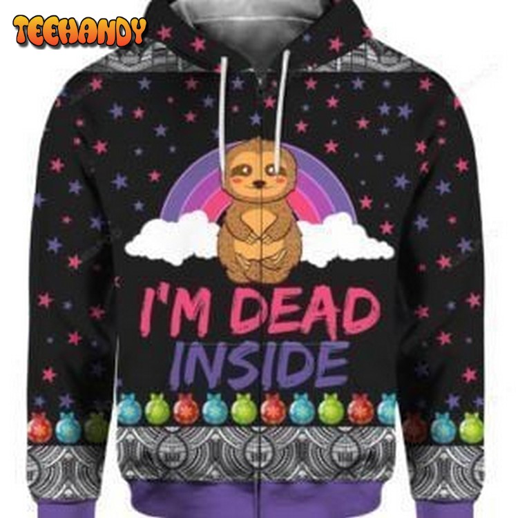 Sloth Im Dead Inside Ugly Christmas Sweater, All Over Print Sweatshirt