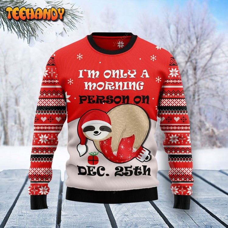 Sloth Morning Ugly Christmas Sweater, Ugly Sweater