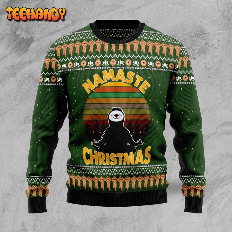 Sloth Namaste Ugly Christmas Sweater, Ugly Sweater