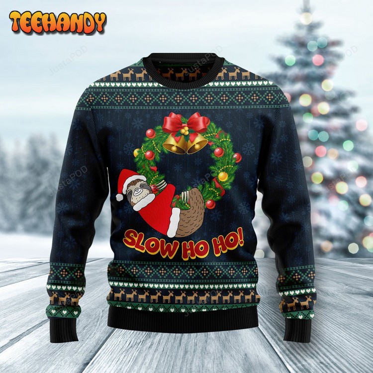 Sloth Slow Ho Ho Ugly Christmas Sweater, All Over Print Sweatshirt