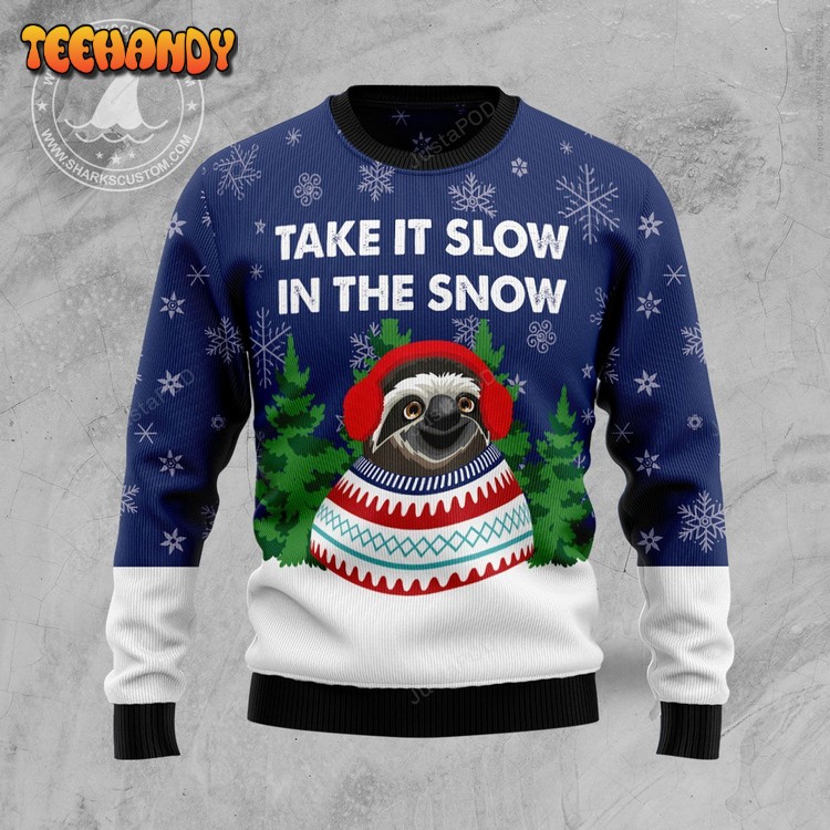 Sloth Take It Slow Ugly Christmas Sweater, Ugly Sweater