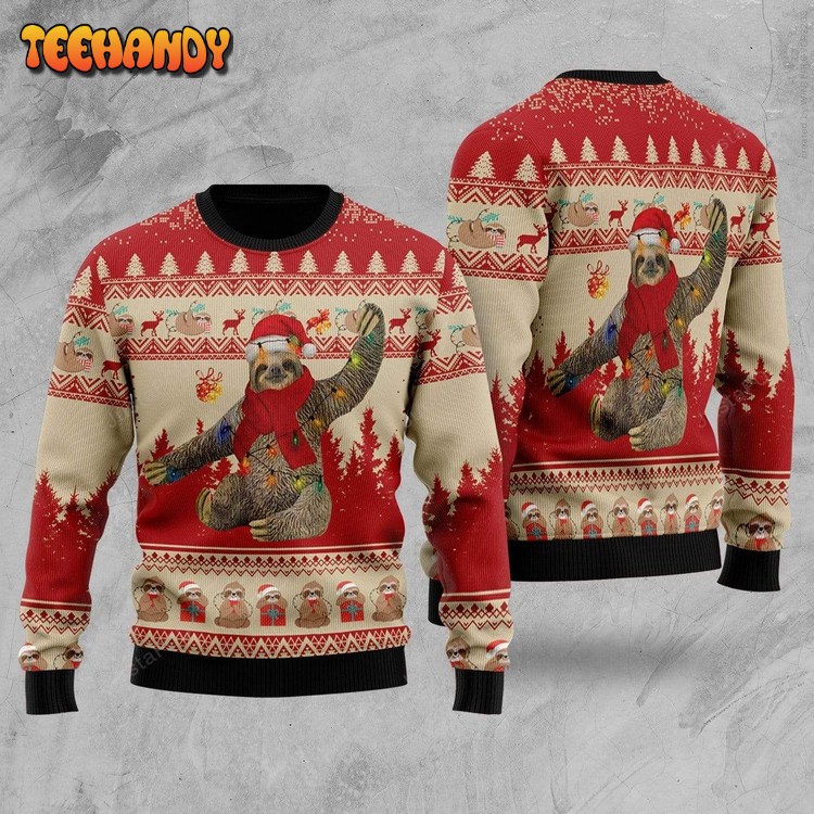 Sloth Ugly Christmas Sweater, All Over Print Sweatshirt, Ugly Sweater