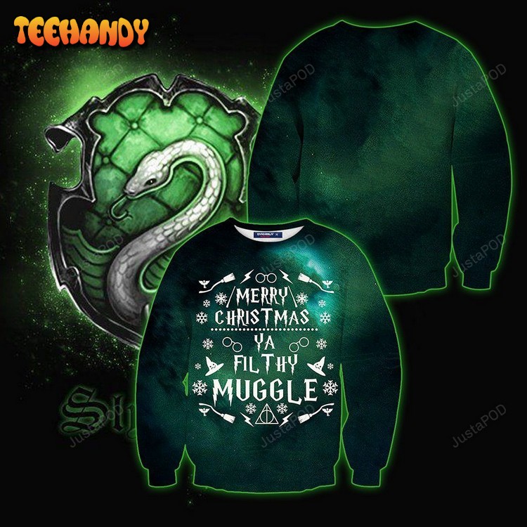 Slytherin Ugly Christmas Sweater, All Over Print Sweatshirt, Ugly Sweater