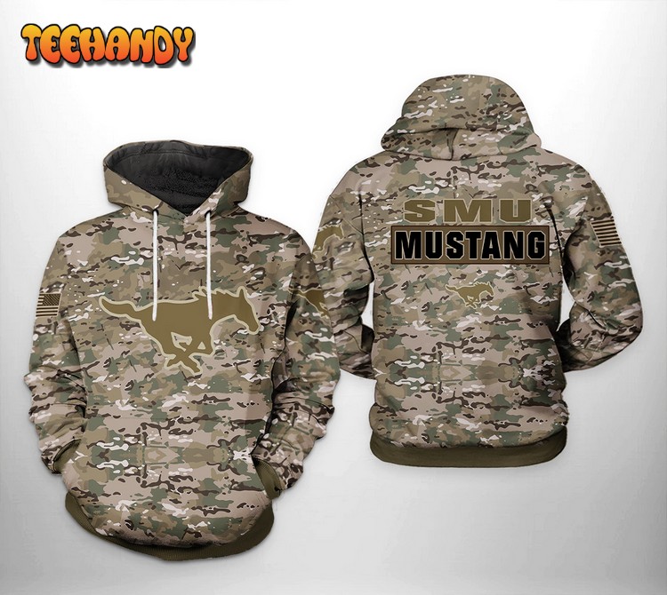 SMU Mustangs NCAA Camo Veteran 3D Printed Hoodie